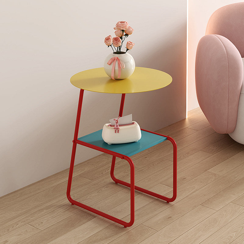 Contemporary Creative Iron Geometric Dopamine Space-Saving End Table 2-Tier For Living Room