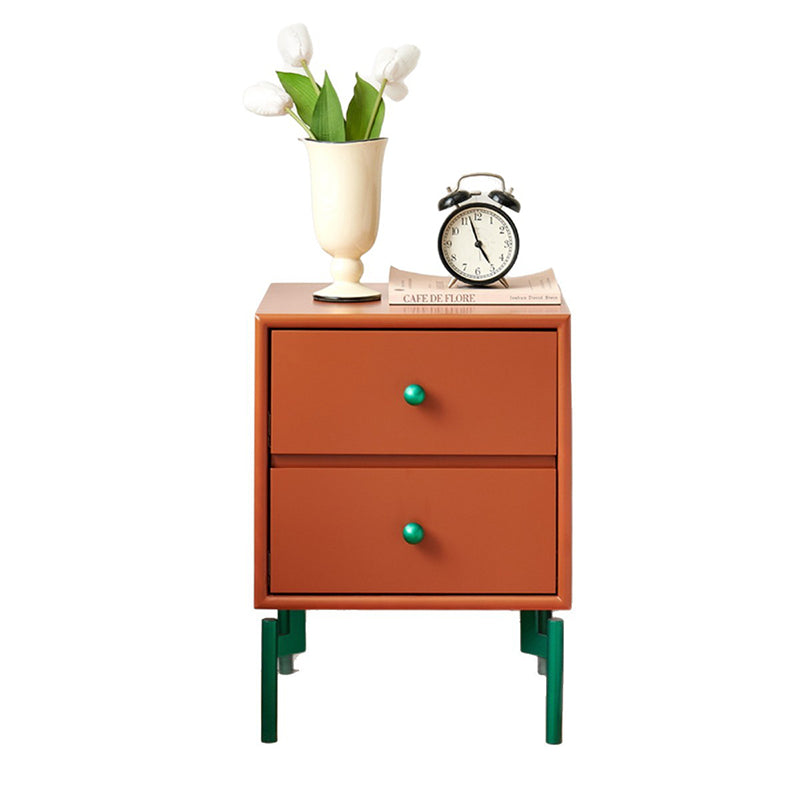 Contemporary Nordic Rectangular MDF Carbon Steel Nightstand With 1/2-Drawer For Bedroom