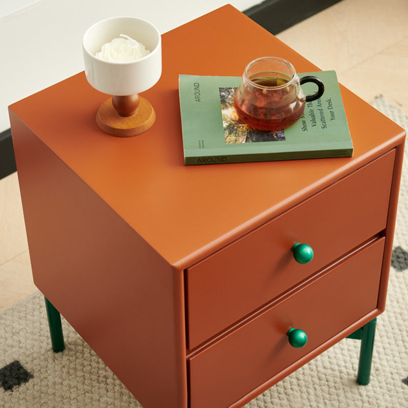 Contemporary Nordic Rectangular MDF Carbon Steel Nightstand With 1/2-Drawer For Bedroom