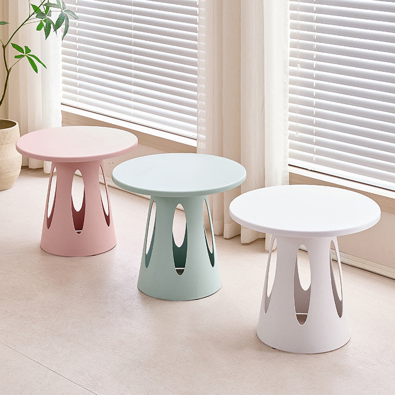 Contemporary Nordic Cylindrical Round PP Plastic Hollow-Carved Design Coffee Table 1-Layer For Living Room & Bedroom
