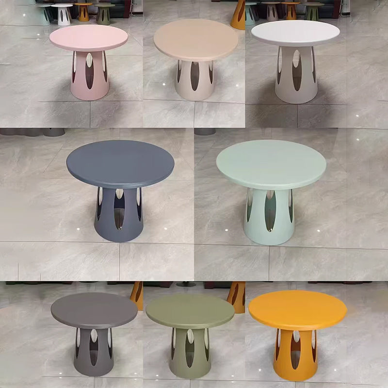 Contemporary Nordic Cylindrical Round PP Plastic Hollow-Carved Design Coffee Table 1-Layer For Living Room & Bedroom