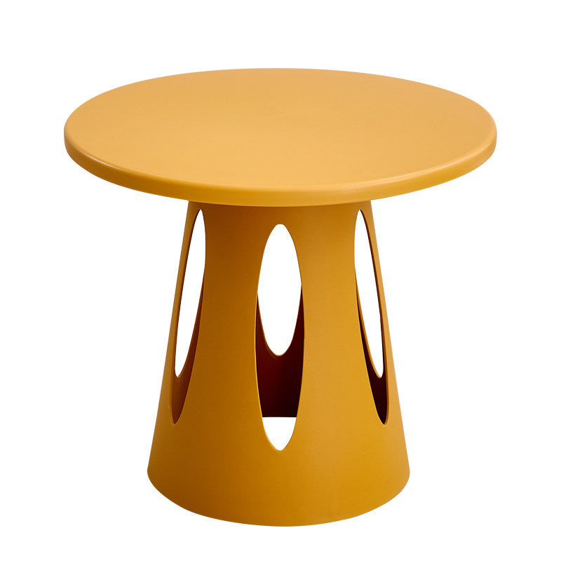 Contemporary Nordic Cylindrical Round PP Plastic Hollow-Carved Design Coffee Table 1-Layer For Living Room & Bedroom
