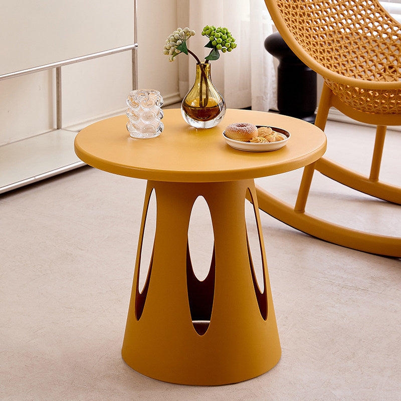 Contemporary Nordic Cylindrical Round PP Plastic Hollow-Carved Design Coffee Table 1-Layer For Living Room & Bedroom