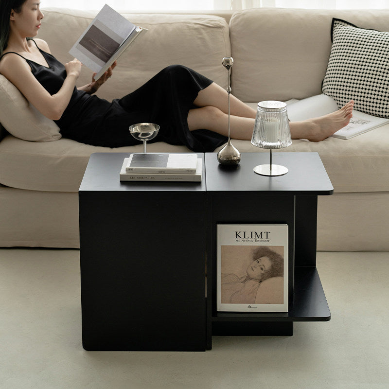 Contemporary Scandinavian Rectangular MDF Displaced Design Coffee Table 2-Tier For Living Room & Bedroom