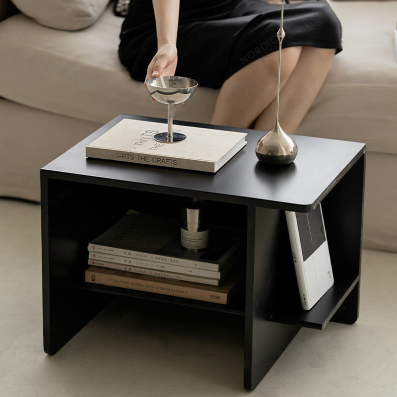 Contemporary Scandinavian Rectangular MDF Displaced Design Coffee Table 2-Tier For Living Room & Bedroom