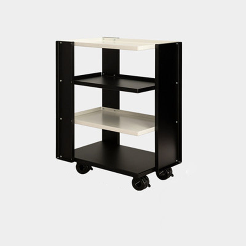 Contemporary Industrial Rectangular Carbon Steel Movable Storage Shelf 4-Tier For Living Room