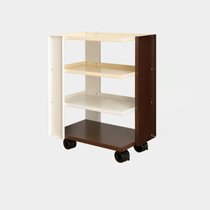 Contemporary Industrial Rectangular Carbon Steel Movable Storage Shelf 4-Tier For Living Room