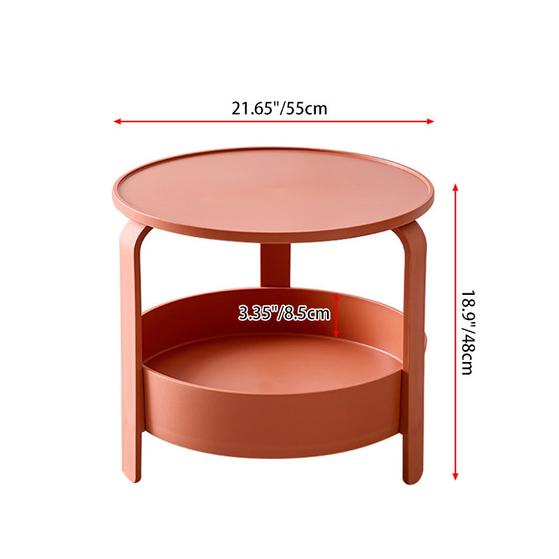 Modern Minimalist Round PP Plastic Durable Lightweight Coffee Table 2-Layer For Living Room