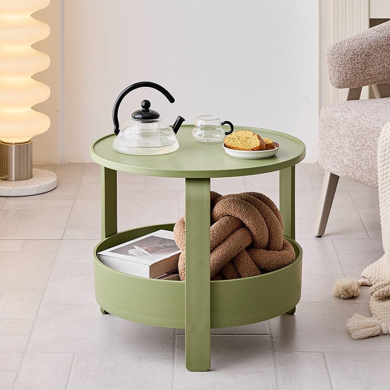 Modern Minimalist Round PP Plastic Durable Lightweight Coffee Table 2-Layer For Living Room