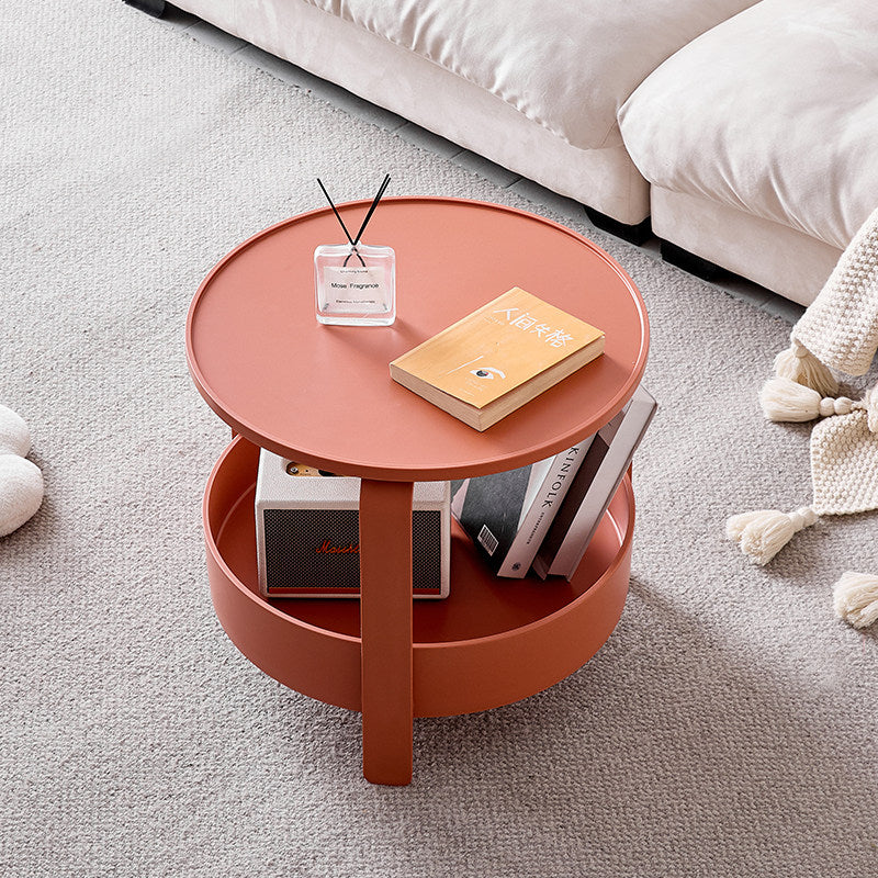 Modern Minimalist Round PP Plastic Durable Lightweight Coffee Table 2-Layer For Living Room
