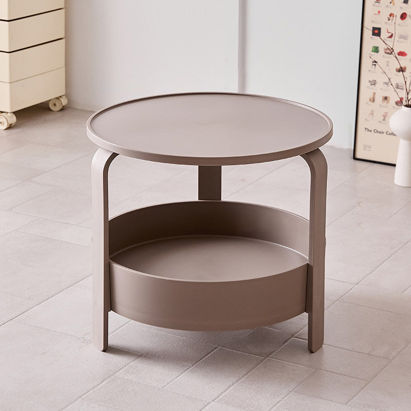 Modern Minimalist Round PP Plastic Durable Lightweight Coffee Table 2-Layer For Living Room