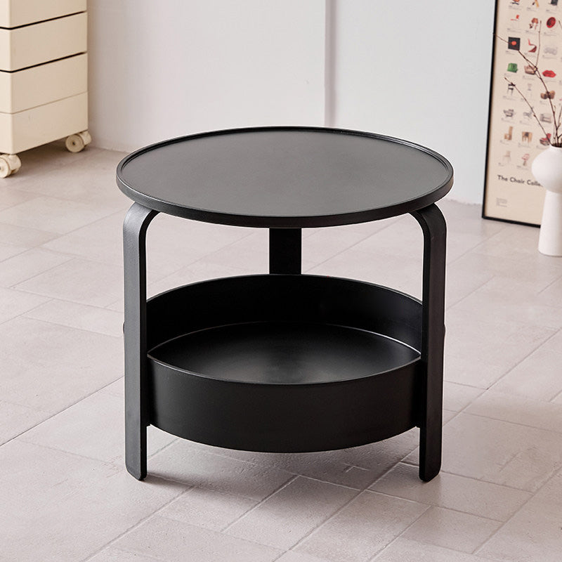 Modern Minimalist Round PP Plastic Durable Lightweight Coffee Table 2-Layer For Living Room