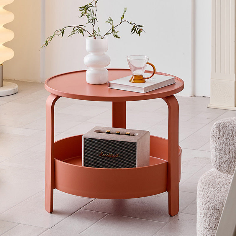 Modern Minimalist Round PP Plastic Durable Lightweight Coffee Table 2-Layer For Living Room