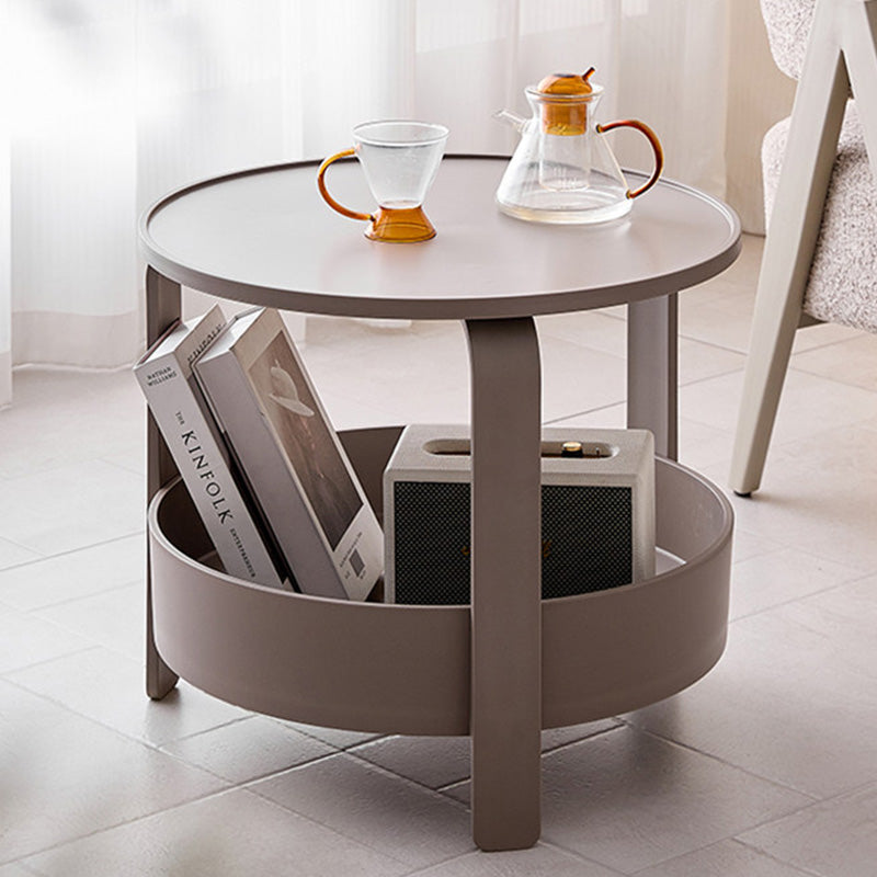Modern Minimalist Round PP Plastic Durable Lightweight Coffee Table 2-Layer For Living Room