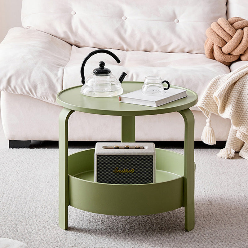Modern Minimalist Round PP Plastic Durable Lightweight Coffee Table 2-Layer For Living Room