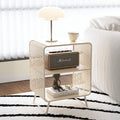 Contemporary Industrial Rounded Rectangle Iron Lightweight Hollowed-Out Petal Pattern End Table 2-Tier For Living Room