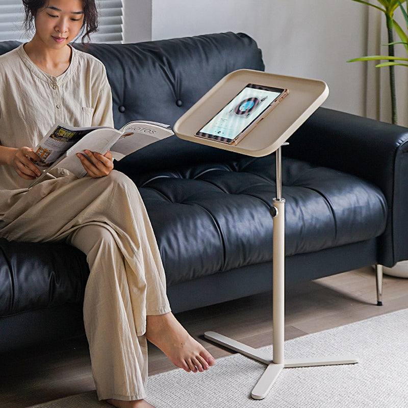 Contemporary Industrial Plywood Stainless Steel & Steel Alloy Liftable Side Table 1-Tier For Living Room