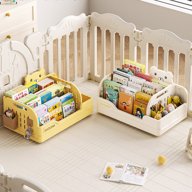 Modern Minimalist PP Plastic Cartoon Bear Trapezoidal Kids Lightweight Desktop Bookshelf 2-Divider For Study