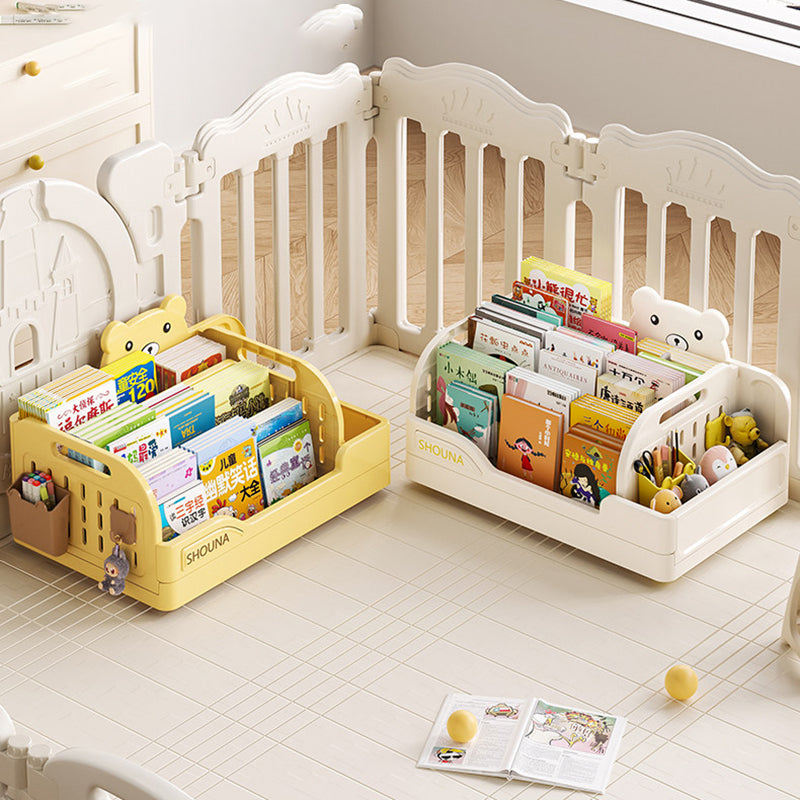 Modern Minimalist PP Plastic Cartoon Bear Trapezoidal Kids Lightweight Desktop Bookshelf 2-Divider For Study