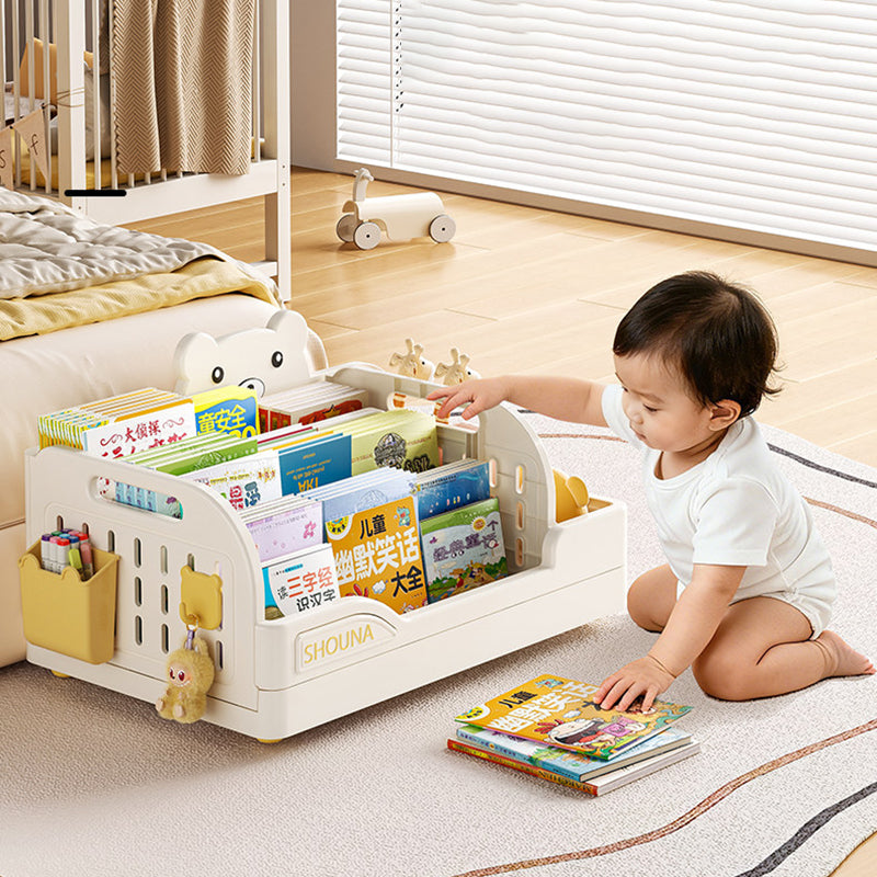 Modern Minimalist PP Plastic Cartoon Bear Trapezoidal Kids Lightweight Desktop Bookshelf 2-Divider For Study