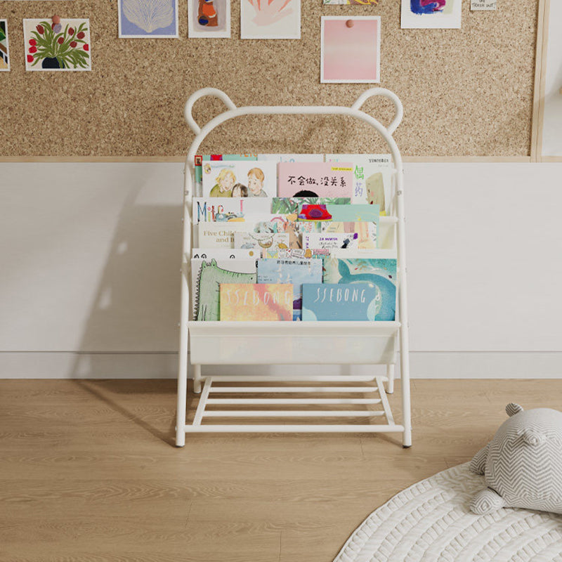 Modern Simplicity Iron Polyester Fabric Cartoon Line Bear Kids Lightweight Bookshelf 4-Tier For Study