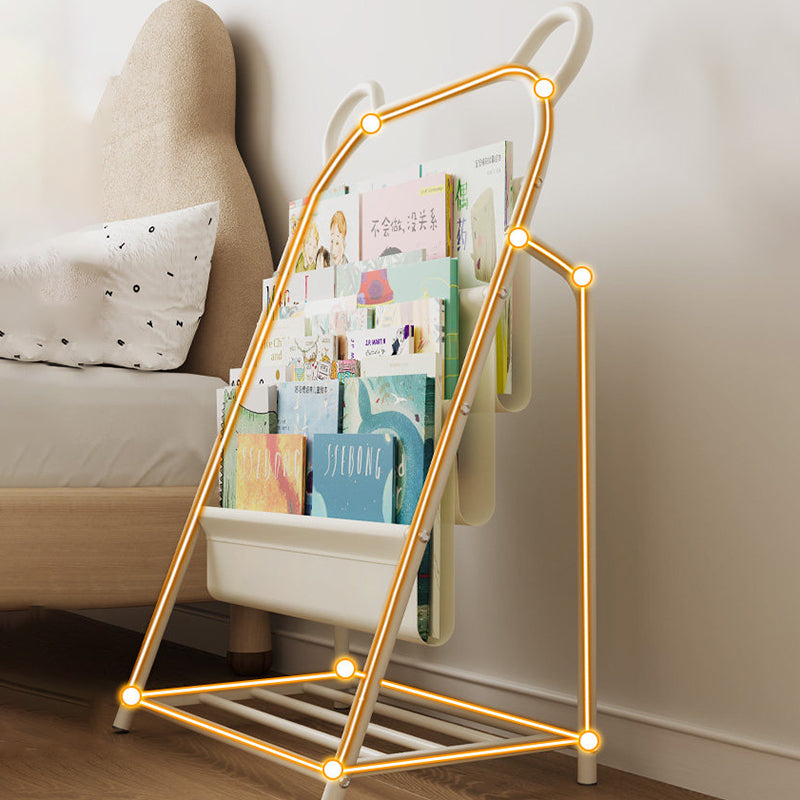 Modern Simplicity Iron Polyester Fabric Cartoon Line Bear Kids Lightweight Bookshelf 4-Tier For Study