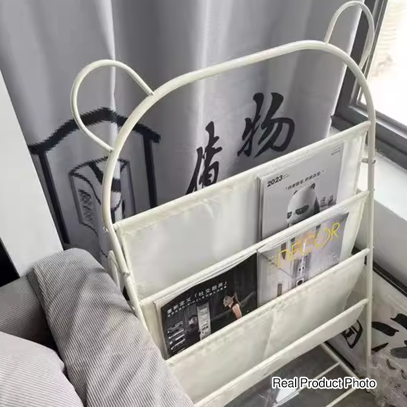 Modern Simplicity Iron Polyester Fabric Cartoon Line Bear Kids Lightweight Bookshelf 4-Tier For Study