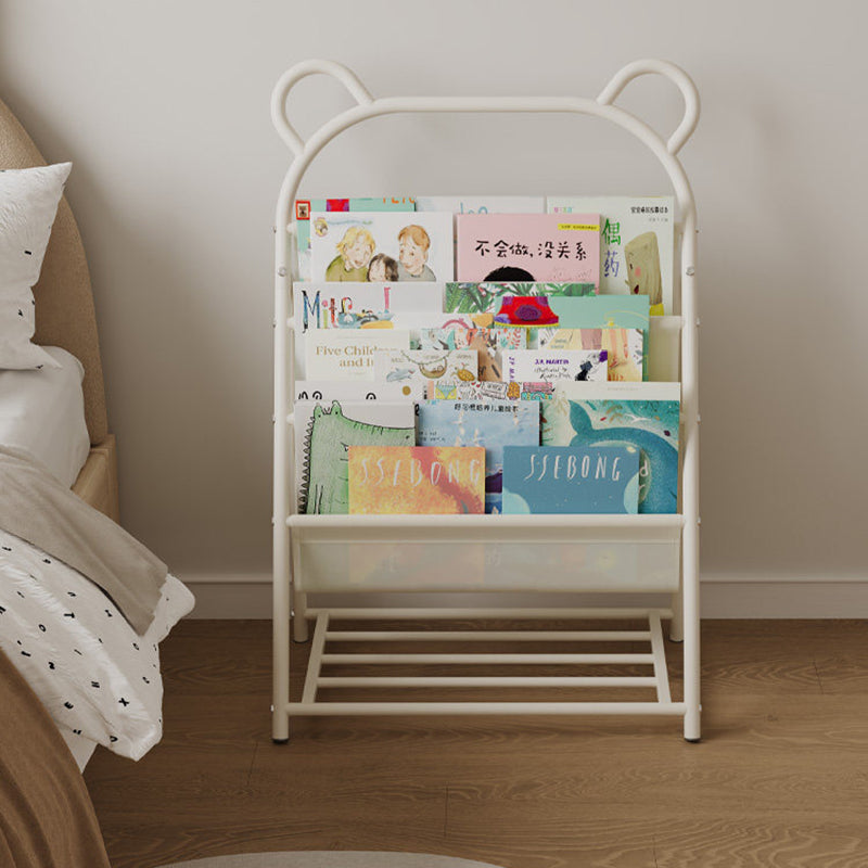 Modern Simplicity Iron Polyester Fabric Cartoon Line Bear Kids Lightweight Bookshelf 4-Tier For Study