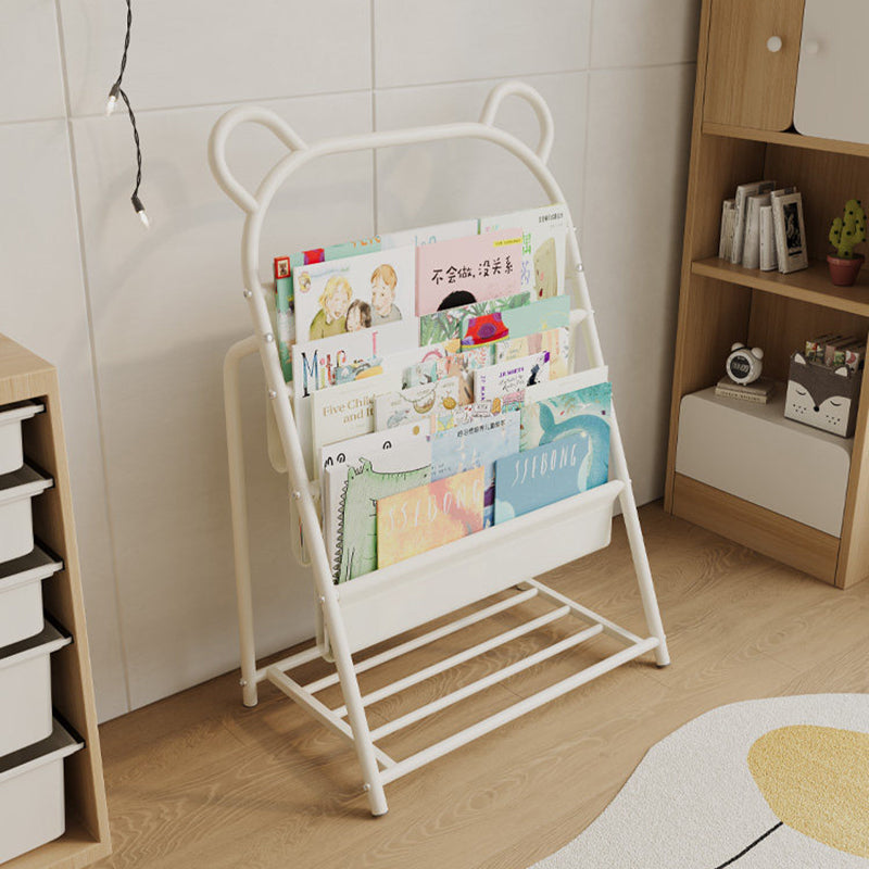 Modern Simplicity Iron Polyester Fabric Cartoon Line Bear Kids Lightweight Bookshelf 4-Tier For Study
