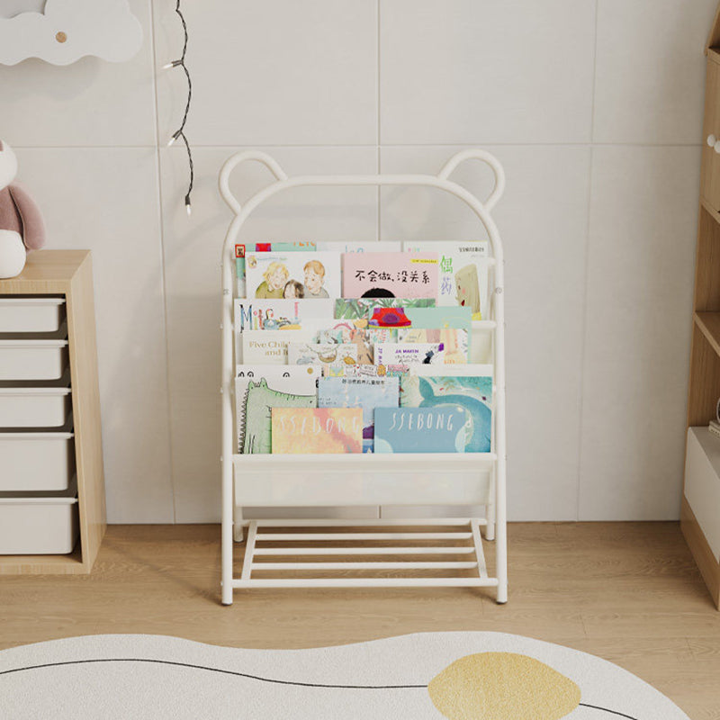 Modern Simplicity Iron Polyester Fabric Cartoon Line Bear Kids Lightweight Bookshelf 4-Tier For Study