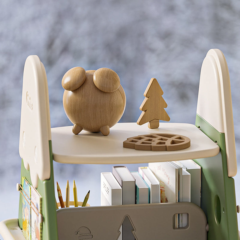 Contemporary Creative Christmas Tree PP & PE Plastic Kids Movable Bookshelf 4-Layer For Study