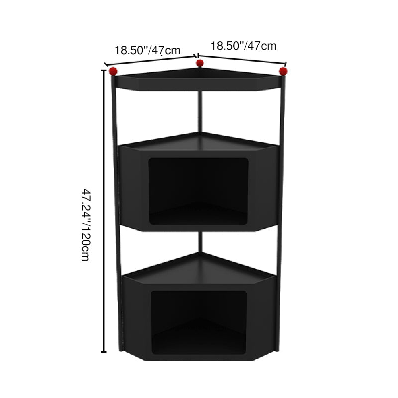 Contemporary Industrial Iron Triangular Floor-Standing Corner Storage Shelf 3-Layer For Living Room
