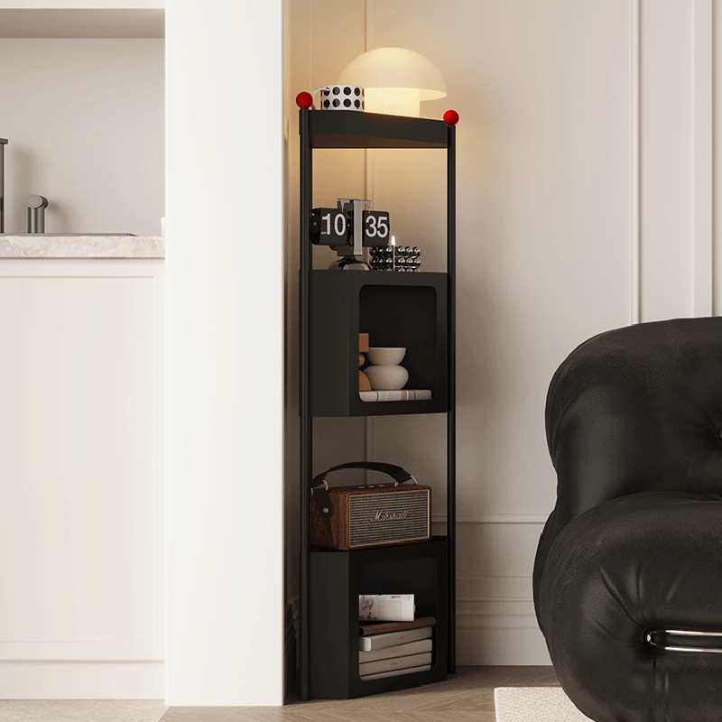 Contemporary Industrial Iron Triangular Floor-Standing Corner Storage Shelf 3-Layer For Living Room