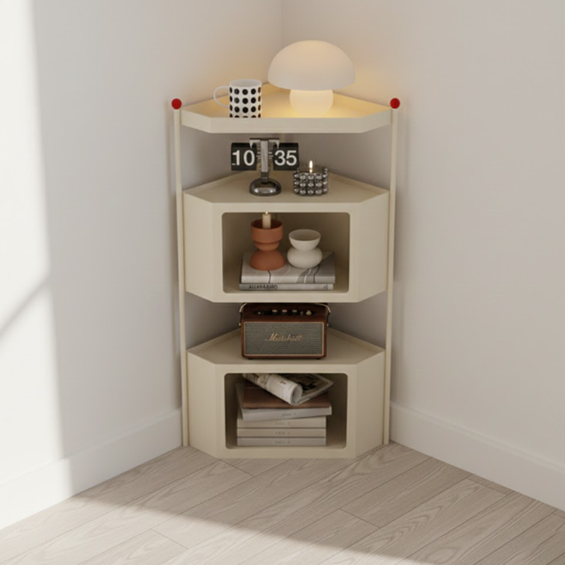 Contemporary Industrial Iron Triangular Floor-Standing Corner Storage Shelf 3-Layer For Living Room
