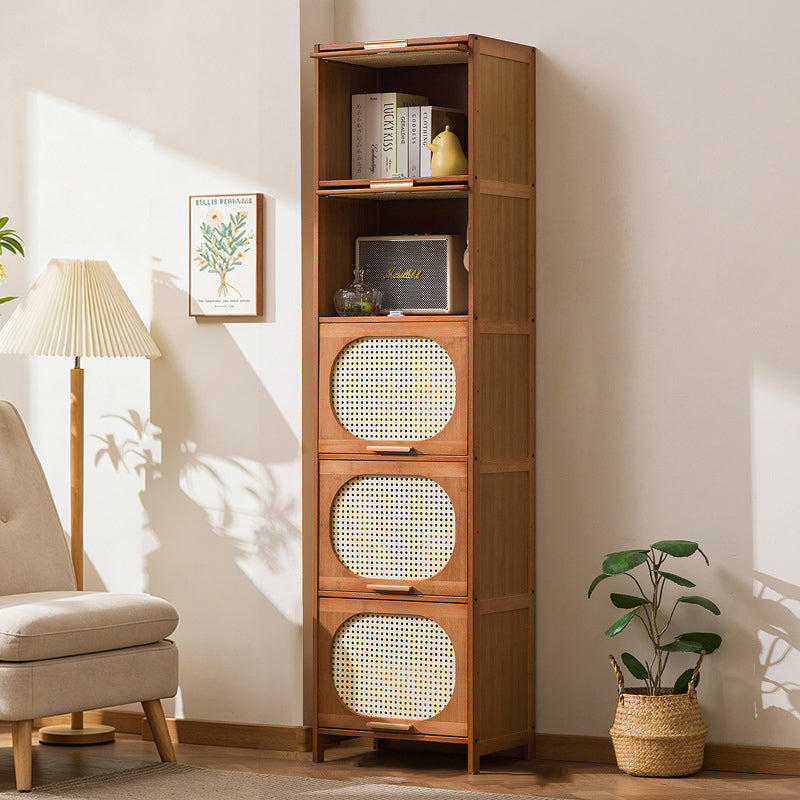 Traditional Chinese Bamboo Plastic Rattan Openwork Square Storage Cabinet 1/2/3/4/5-Storage For Living Room