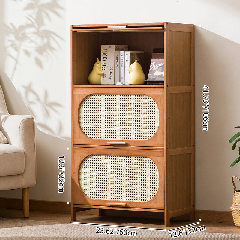 Traditional Chinese Bamboo Plastic Rattan Openwork Square Storage Cabinet 1/2/3/4/5-Storage For Living Room