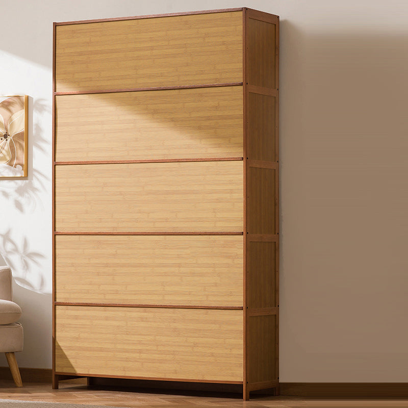 Traditional Chinese Bamboo Plastic Rattan Rectangular Openwork Storage Cabinet 3/4/5-Storages For Living Room