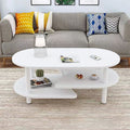 Contemporary Scandinavian Engineered Wood Stainless Steel Curved Oval Coffee Table With 3-Tier For Living Room