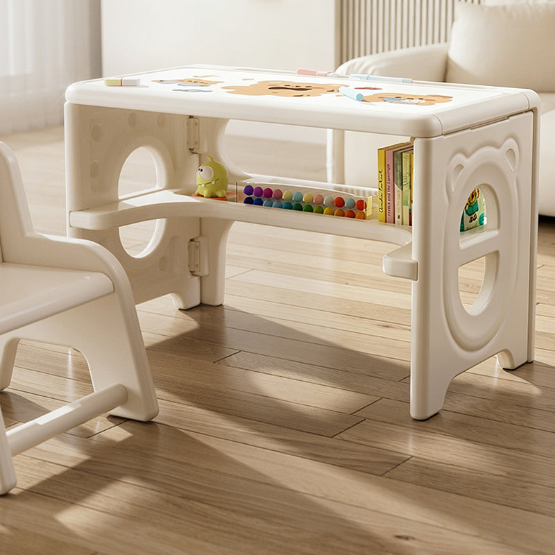 Modern Minimalist PE Foldable Square Kids Study Desk Chair Set 2-Tier Folding Toddler Desk For Living Room