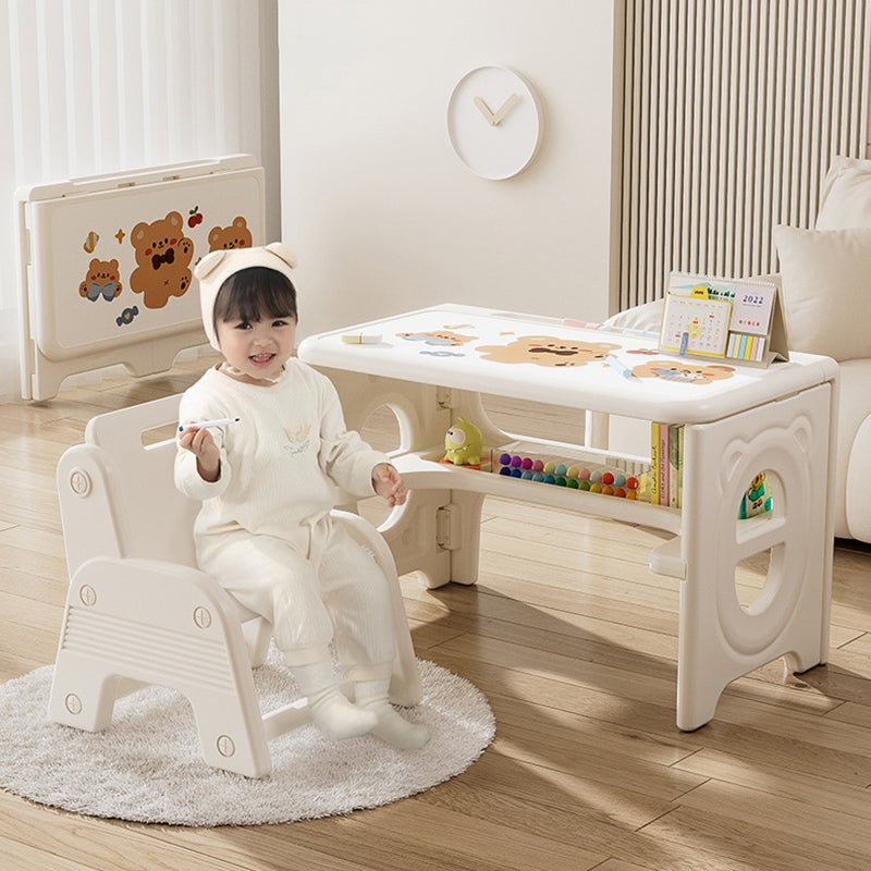 Modern Minimalist PE Foldable Square Kids Study Desk Chair Set 2-Tier Folding Toddler Desk For Living Room