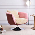 Scandinavian Faux Fur 360 Swivel Accent Chair - Faux Eco-Leather & Chenille Fabric Lounge Chair For Living Room & Bedroom