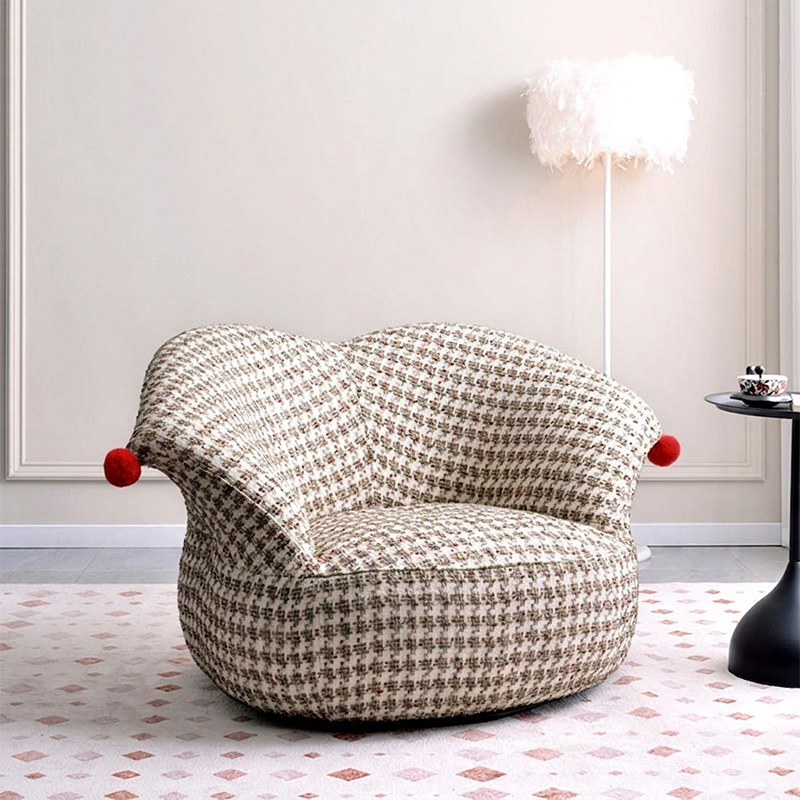 Nordic Heart Shaped Swivel Accent Chair - Friendly Fabric Lazy Lounge Chair For Living Room & Bedroom