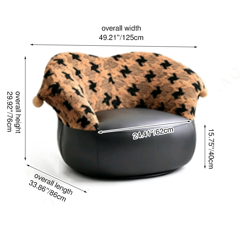 Nordic Heart Shaped Swivel Accent Chair - Friendly Fabric Lazy Lounge Chair For Living Room & Bedroom