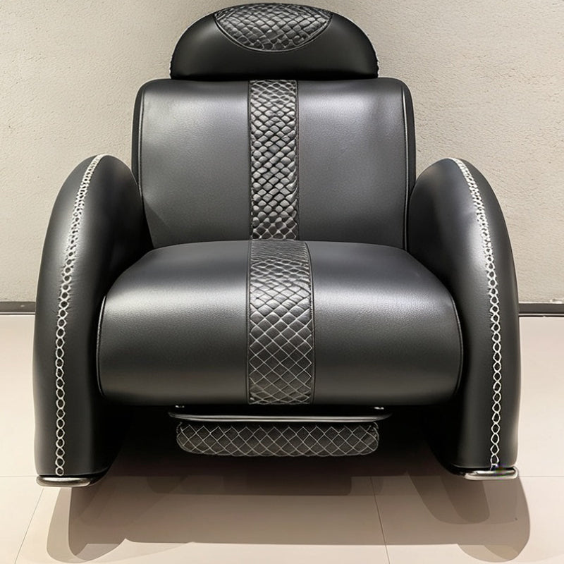 Modern Luxury Rocking Recliner Chair With Retractable Footrest - Faux Leather Or Top Grain Leather Accent Chair For Living Room & Bedroom