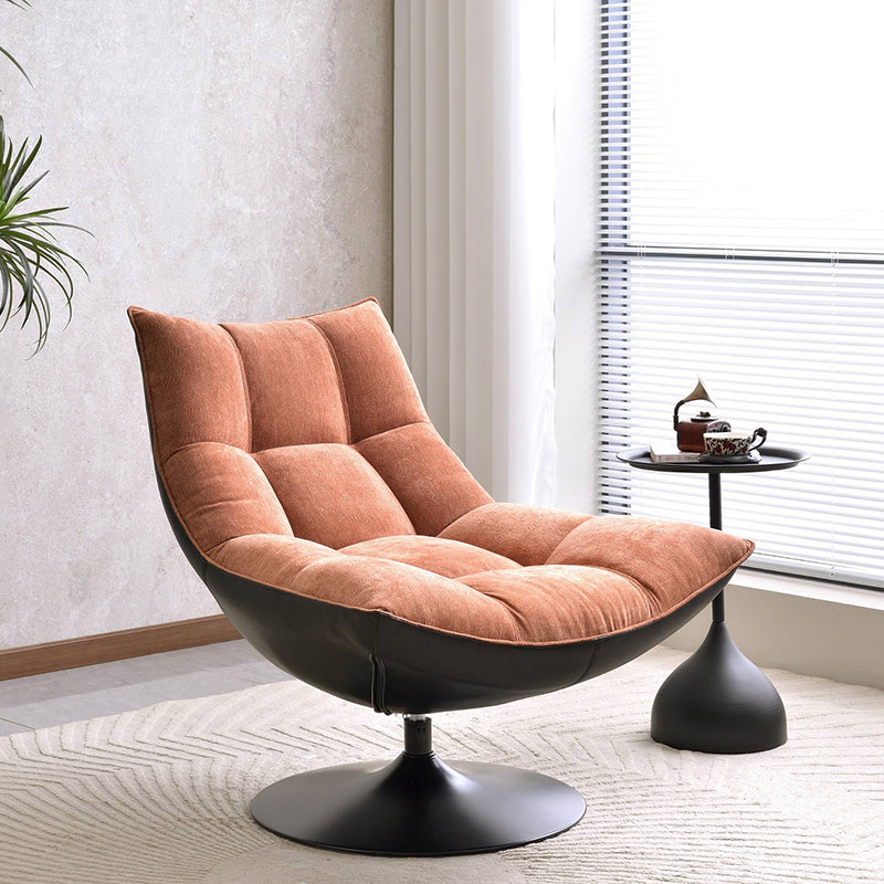 Modern Luxury Swivel Accent Chair - Chenille Fabric & Eco-Friendly Faux Leather Lounge Chair For Living Room & Bedroom