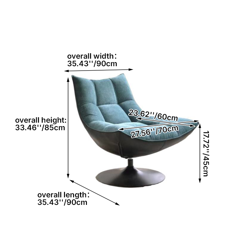 Modern Luxury Swivel Accent Chair - Chenille Fabric & Eco-Friendly Faux Leather Lounge Chair For Living Room & Bedroom