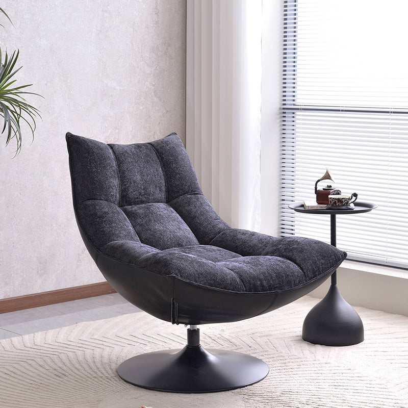 Modern Luxury Swivel Accent Chair - Chenille Fabric & Eco-Friendly Faux Leather Lounge Chair For Living Room & Bedroom