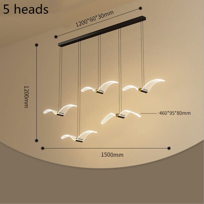 Modern LED Seagull Crystal Heating Chandelier