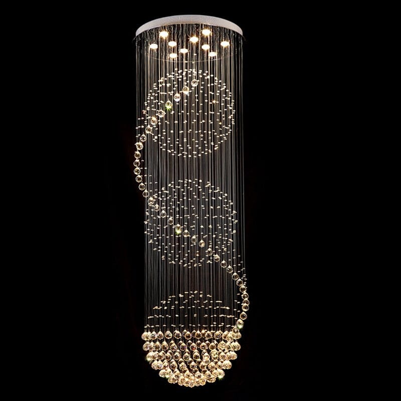 Modern Long LED Spiral Living Crystal Chandeliers