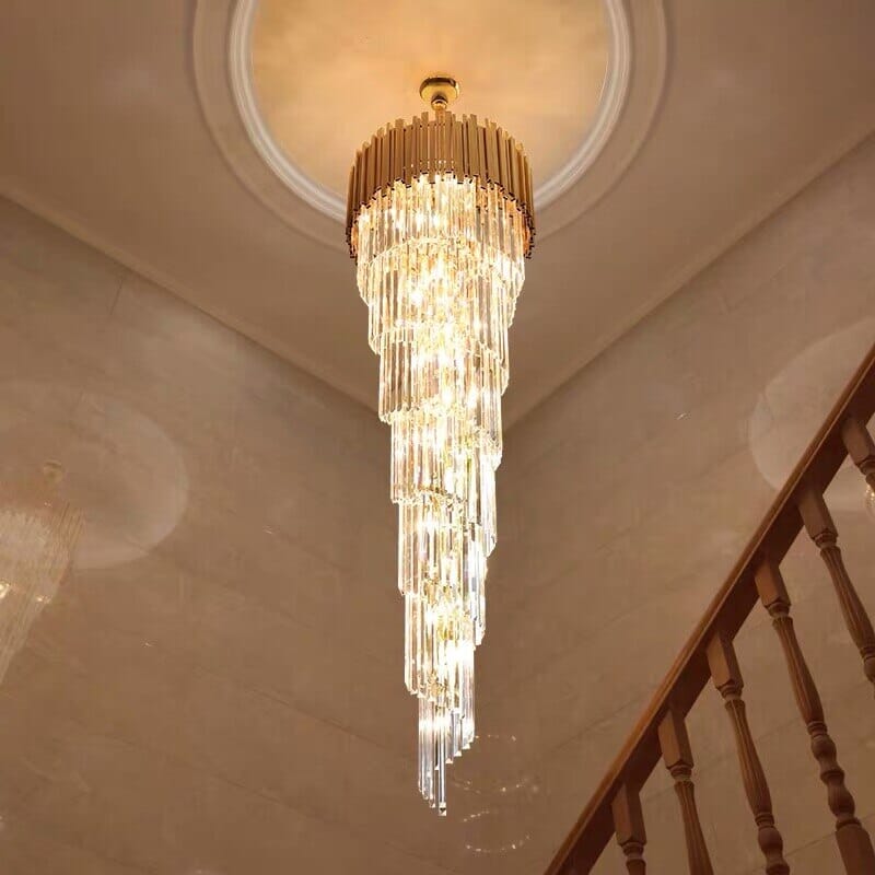 Elegant Spiral Luxury K9 Crystal Staircase Chandelier